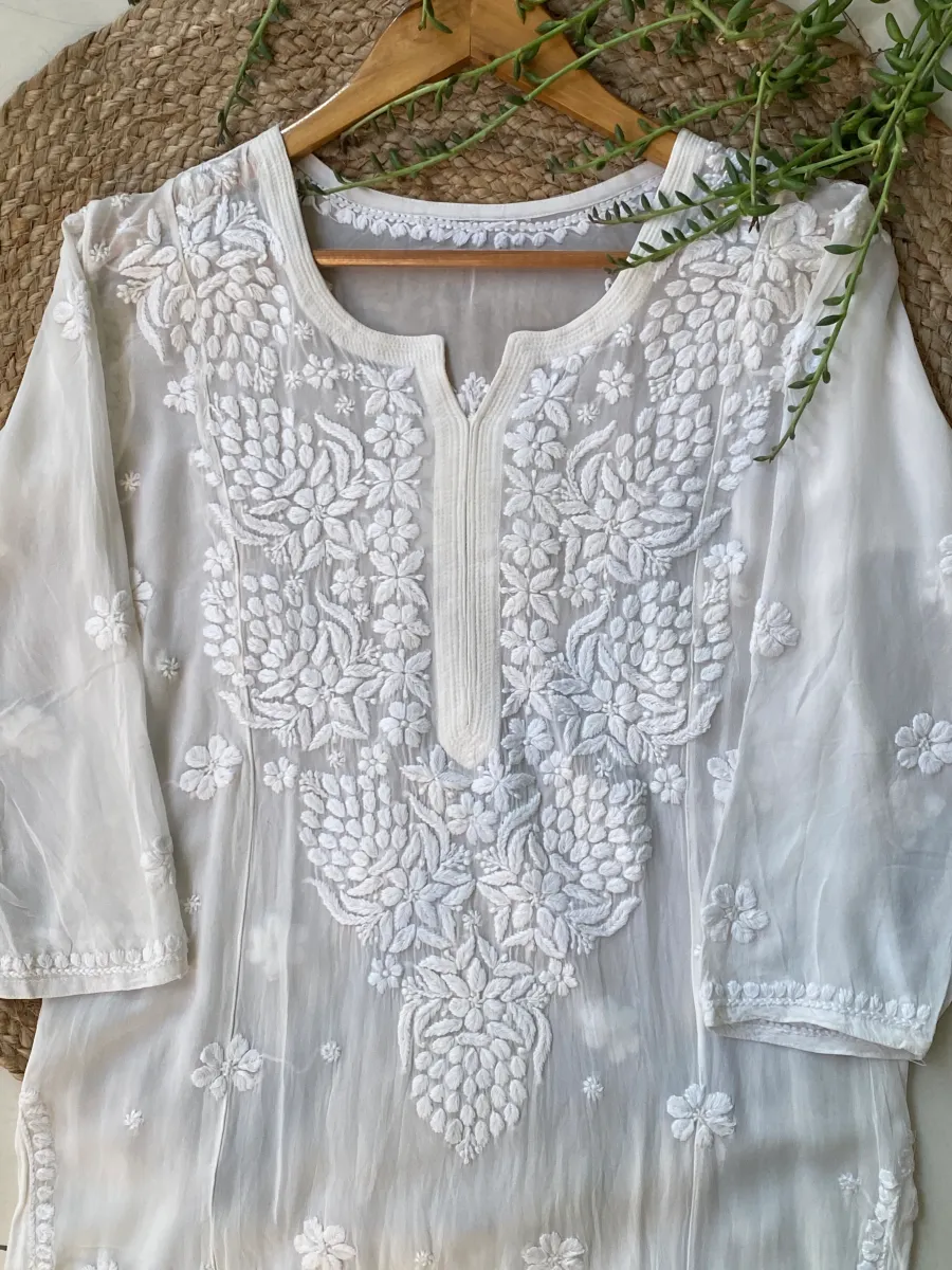 Viscose Chikankari Hand Embroidered Kurta and Dupatta