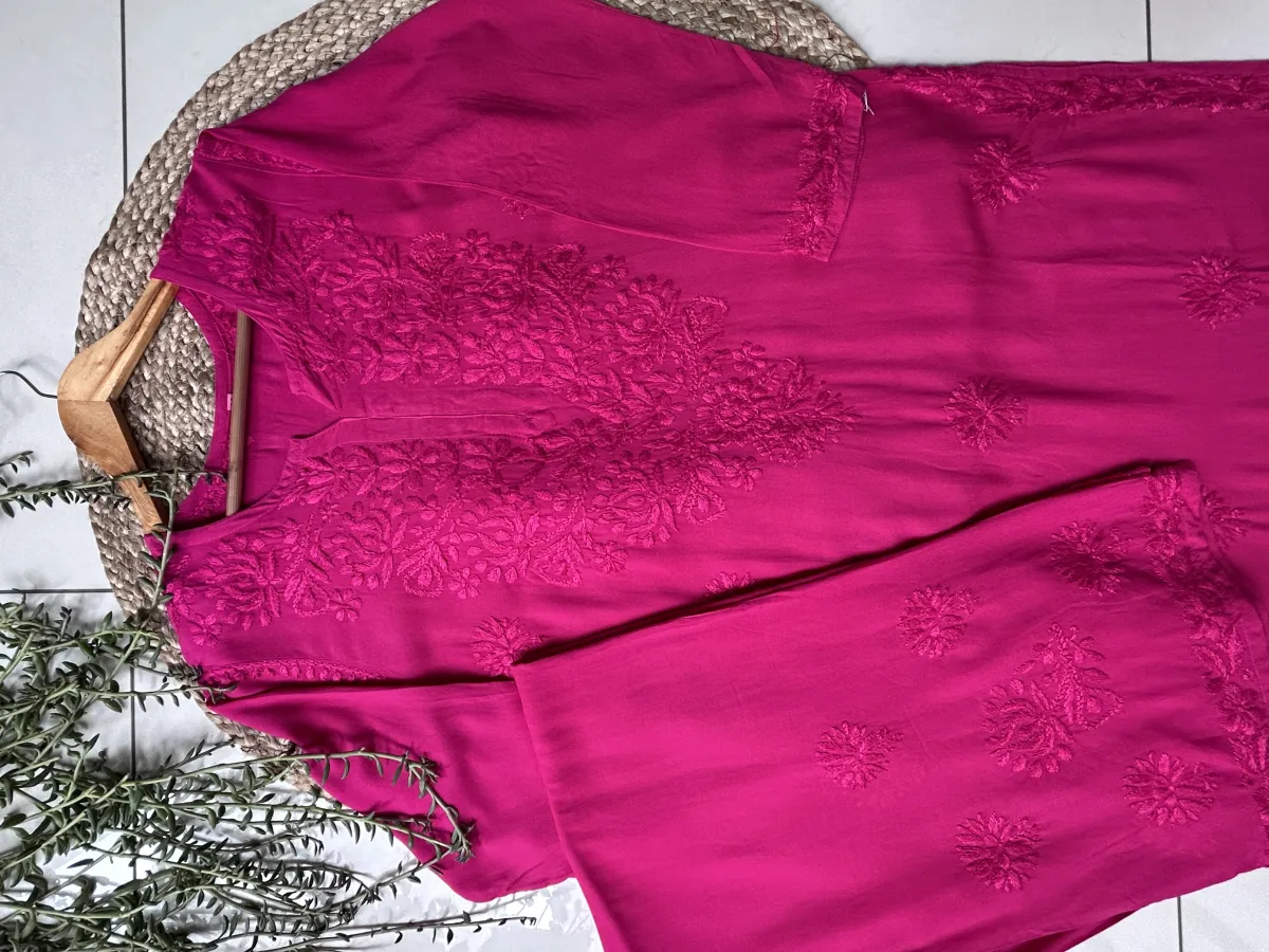 Premium Chikankari Hand Embroidered Kurta Palazzo Set