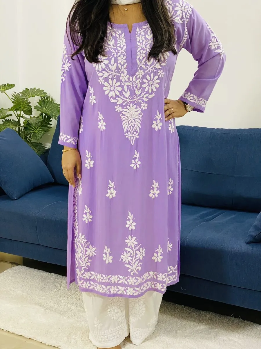Premium Modal Chikankari Solid Women's Long Kurta