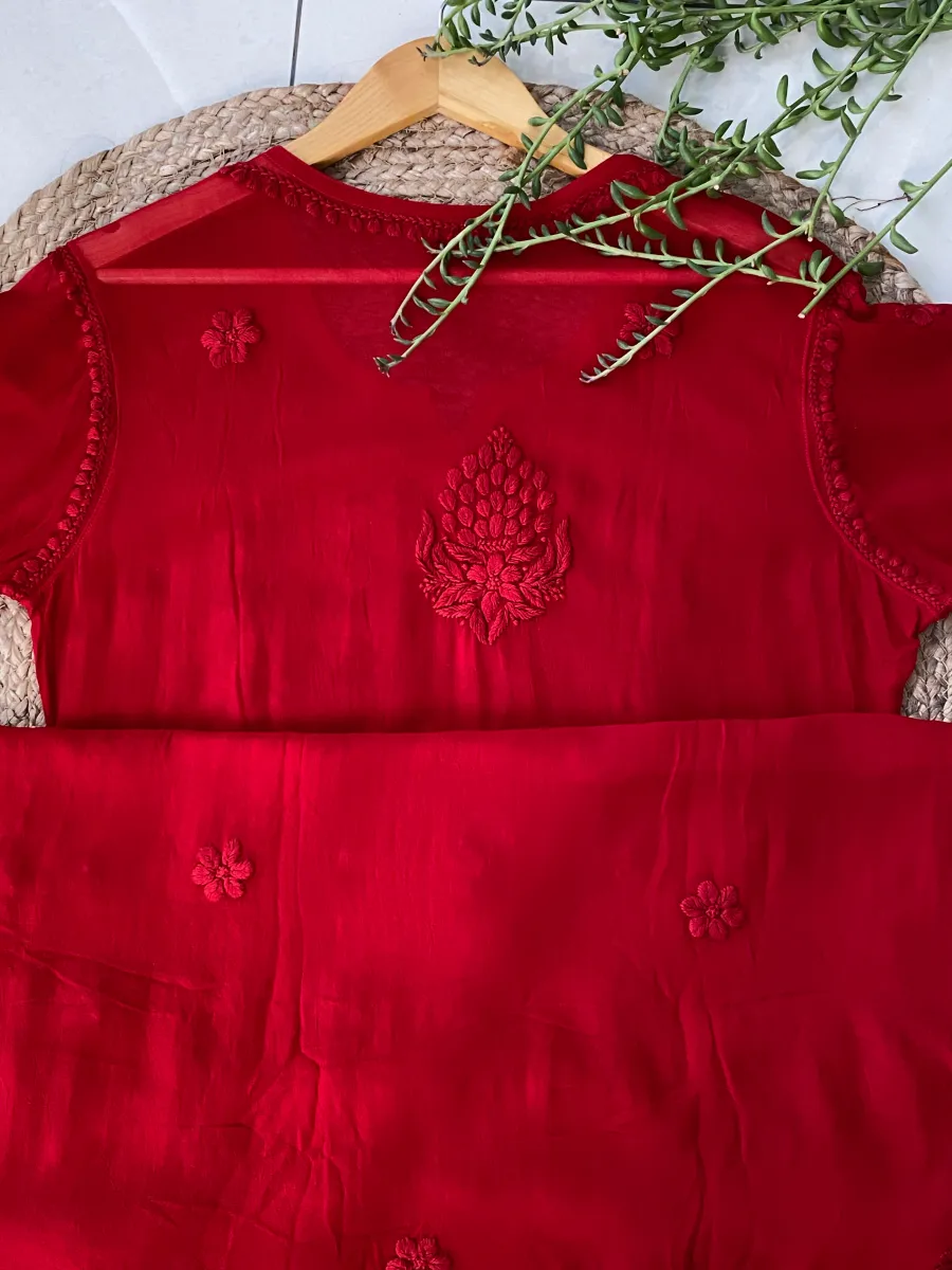 Viscose Chikankari Hand Embroidered Kurta and Dupatta