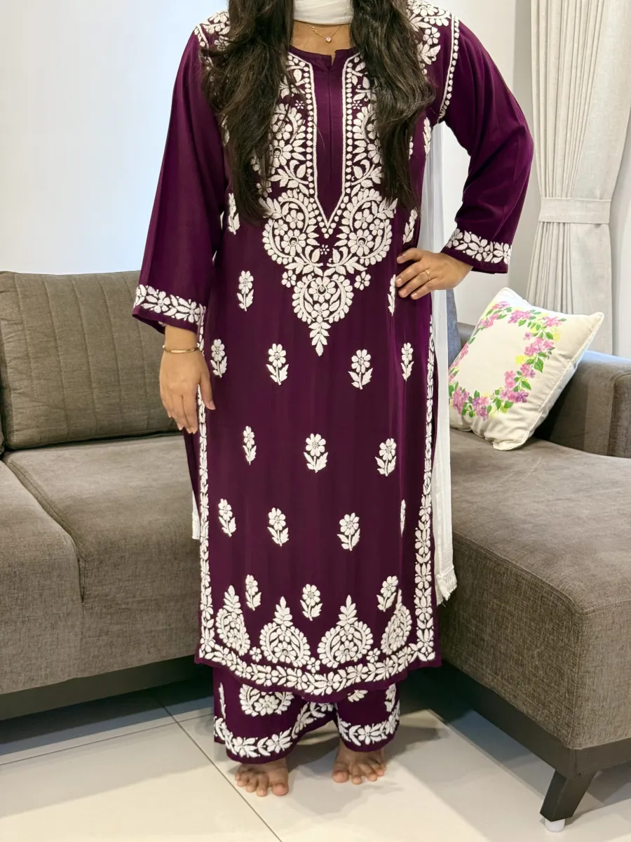 Rayon Chikankari Handwork women kurta palazzo set