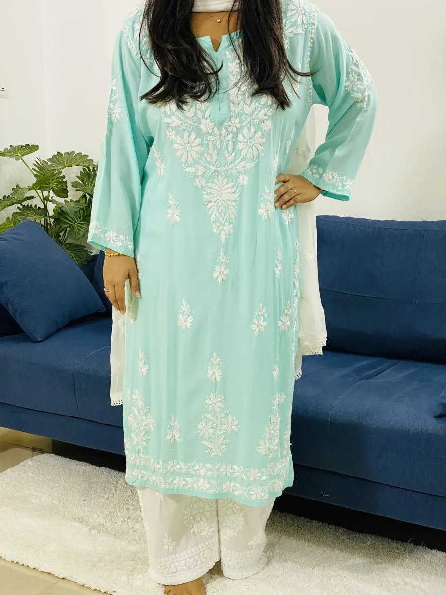 Premium Modal Chikankari Solid Women's Long Kurta