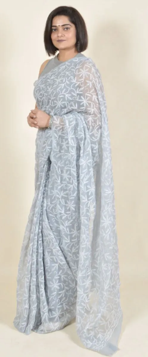 Tapchi Chikankari Hand Embroidered Women's Saree