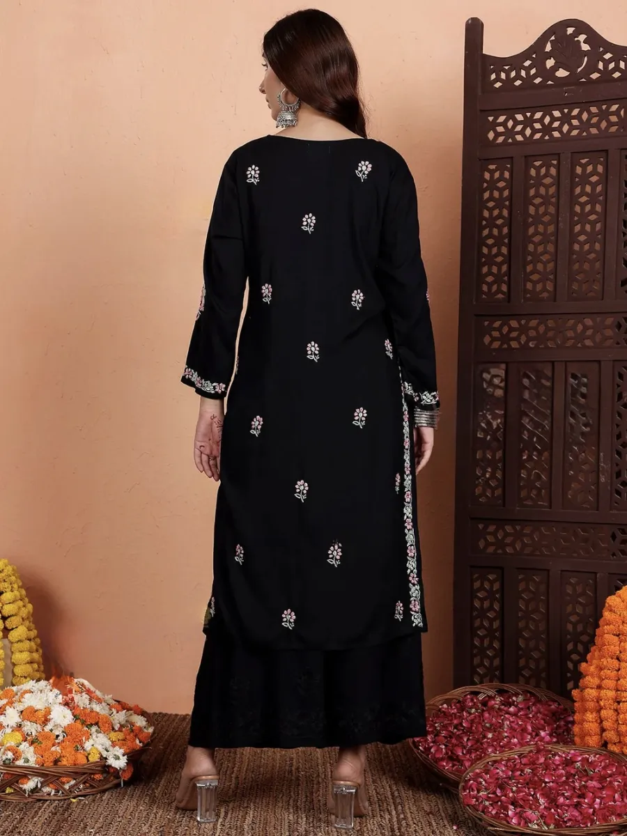 Rayon Chikankari Hand Embroidered Women's Long Kurta