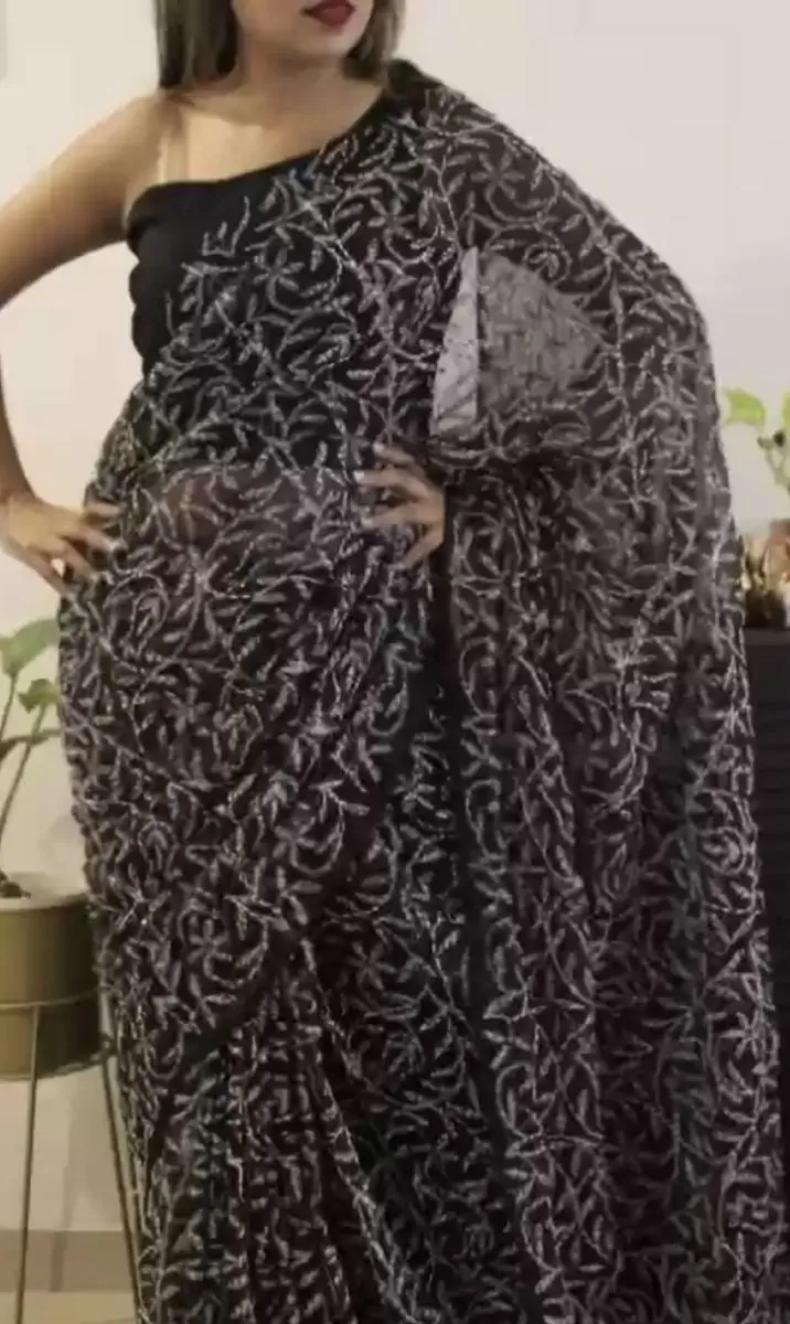 Tapchi Chikankari Hand Embroidered Women's Saree