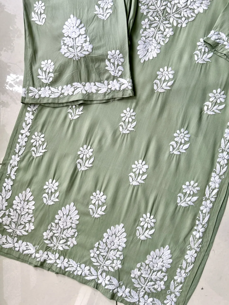 Rayon Chikankari Handwork women kurta palazzo set