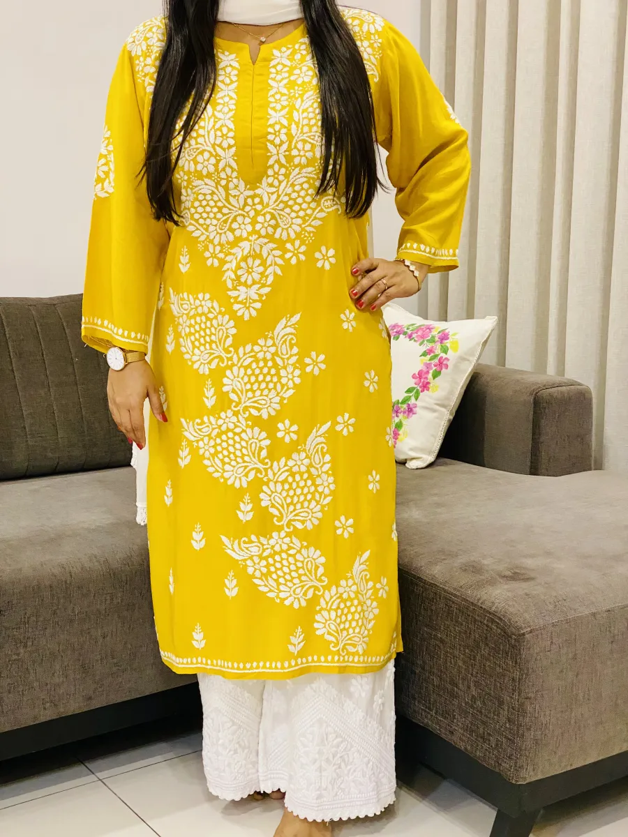Premium Modal Chikankari Hand Embroidered Solid Women's Kurta