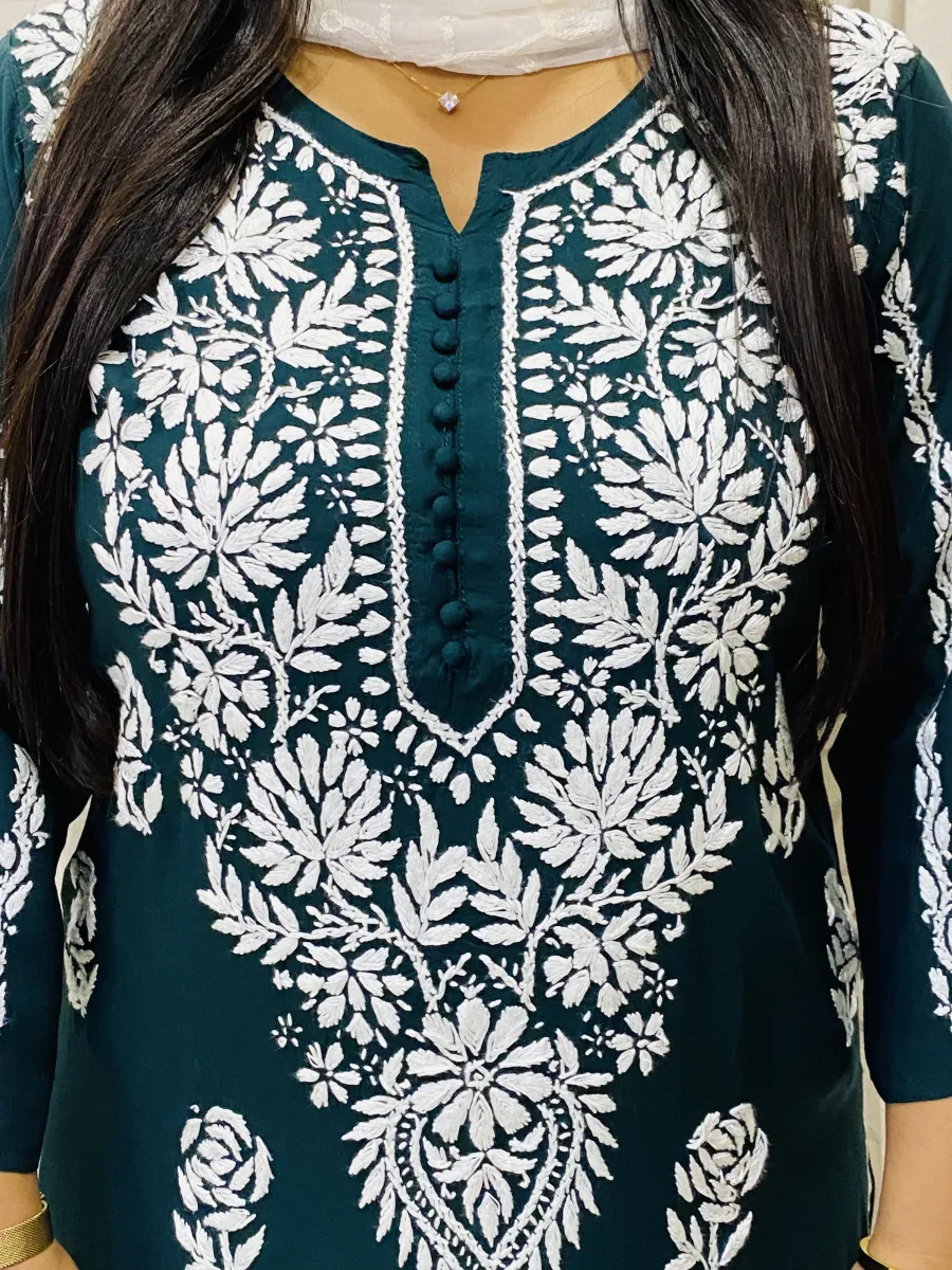 Premium Modal Chikankari Hand Embroidered Women's Solid Long Kurta