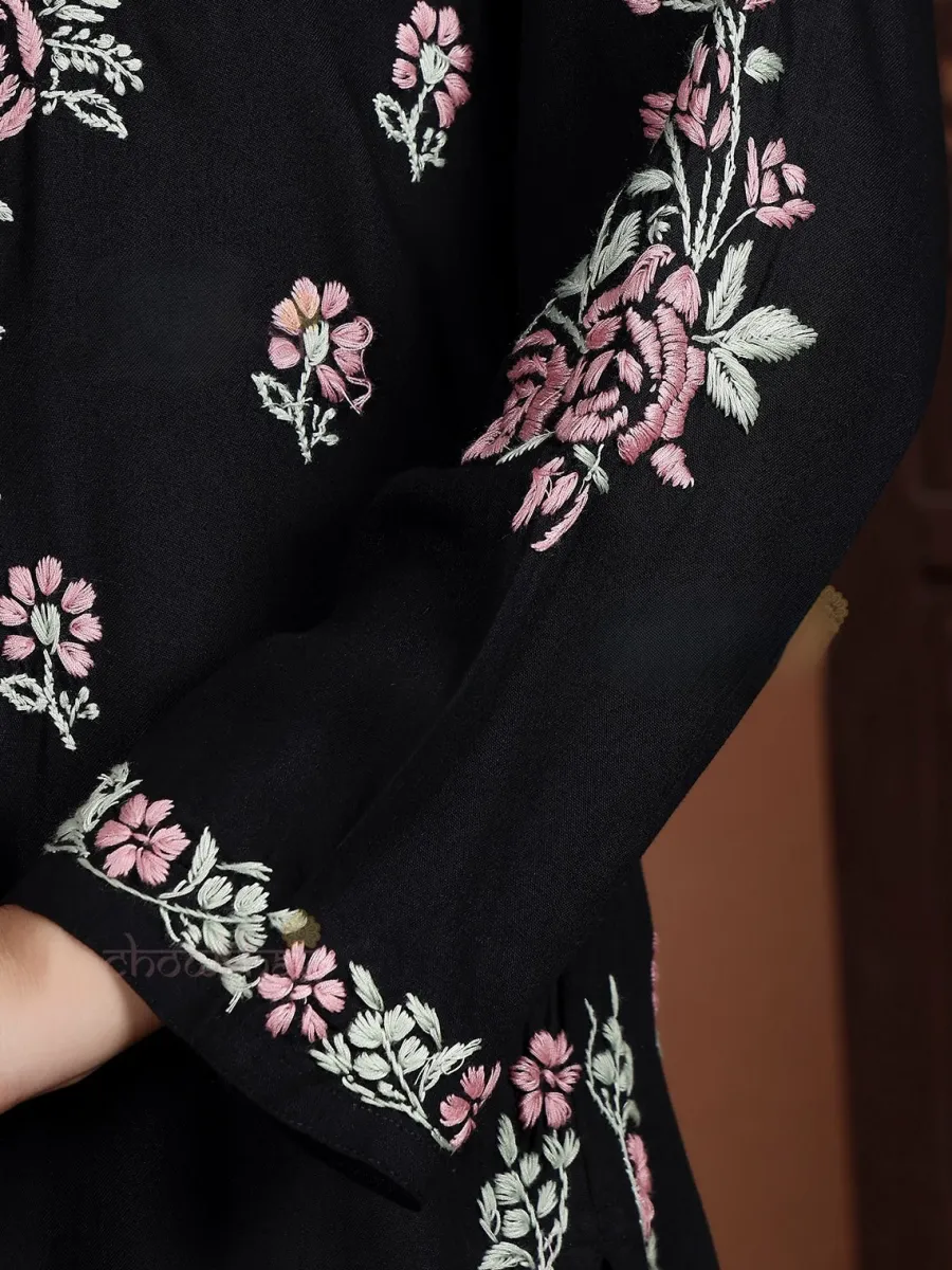 Rayon Chikankari Hand Embroidered Women's Long Kurta