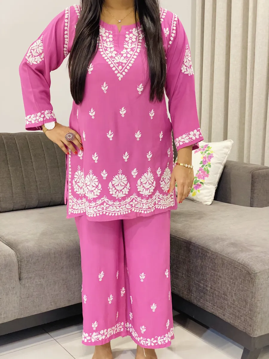 Rayon Chikankari Handwork Women's Co-ord Set