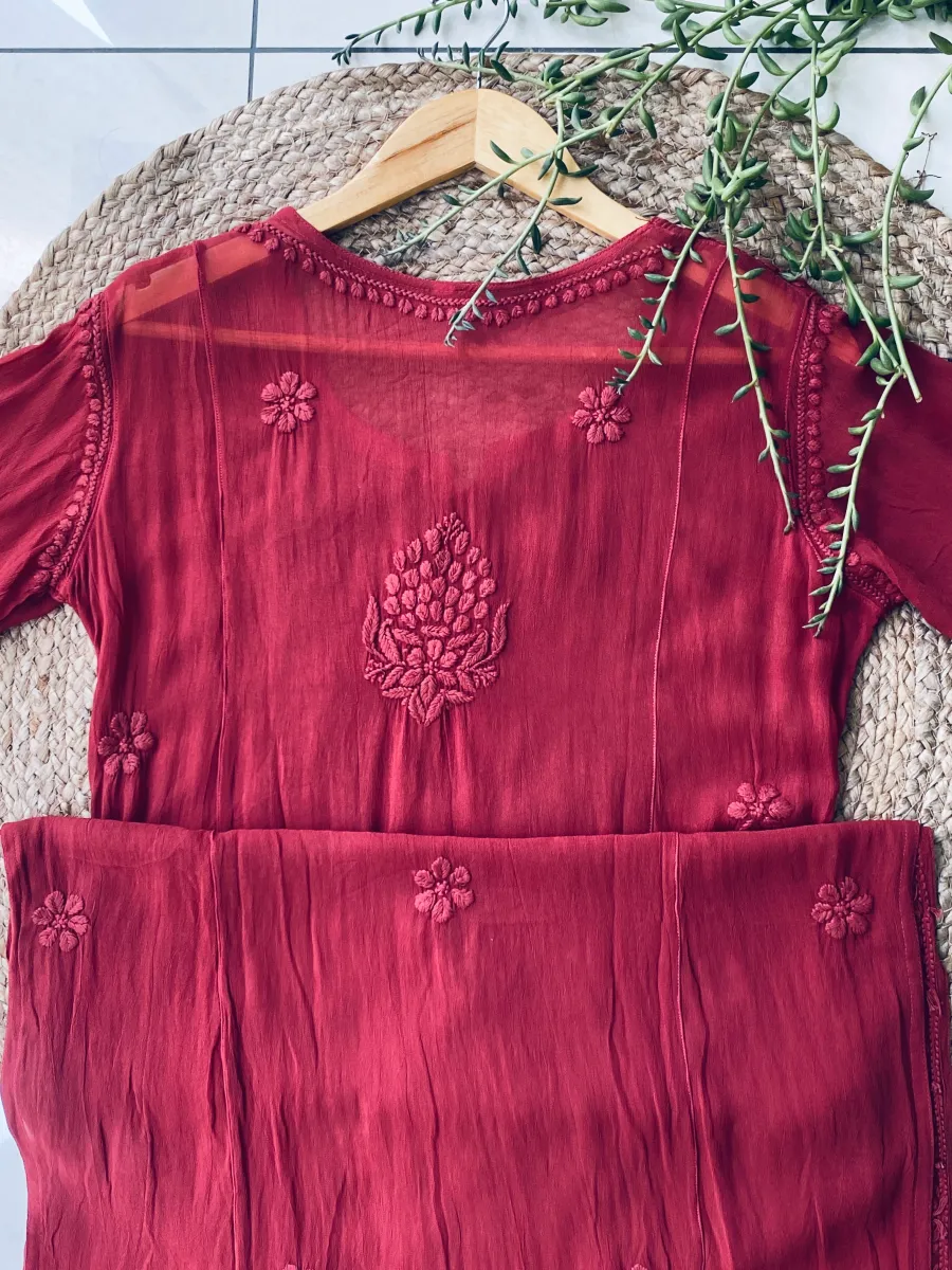 Viscose Chikankari Hand Embroidered Kurta and Dupatta