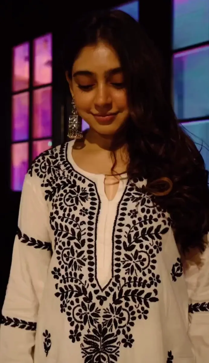 Rayon Chikankari Hand Embroidered Women's Solid Long Kurta Palazzo set