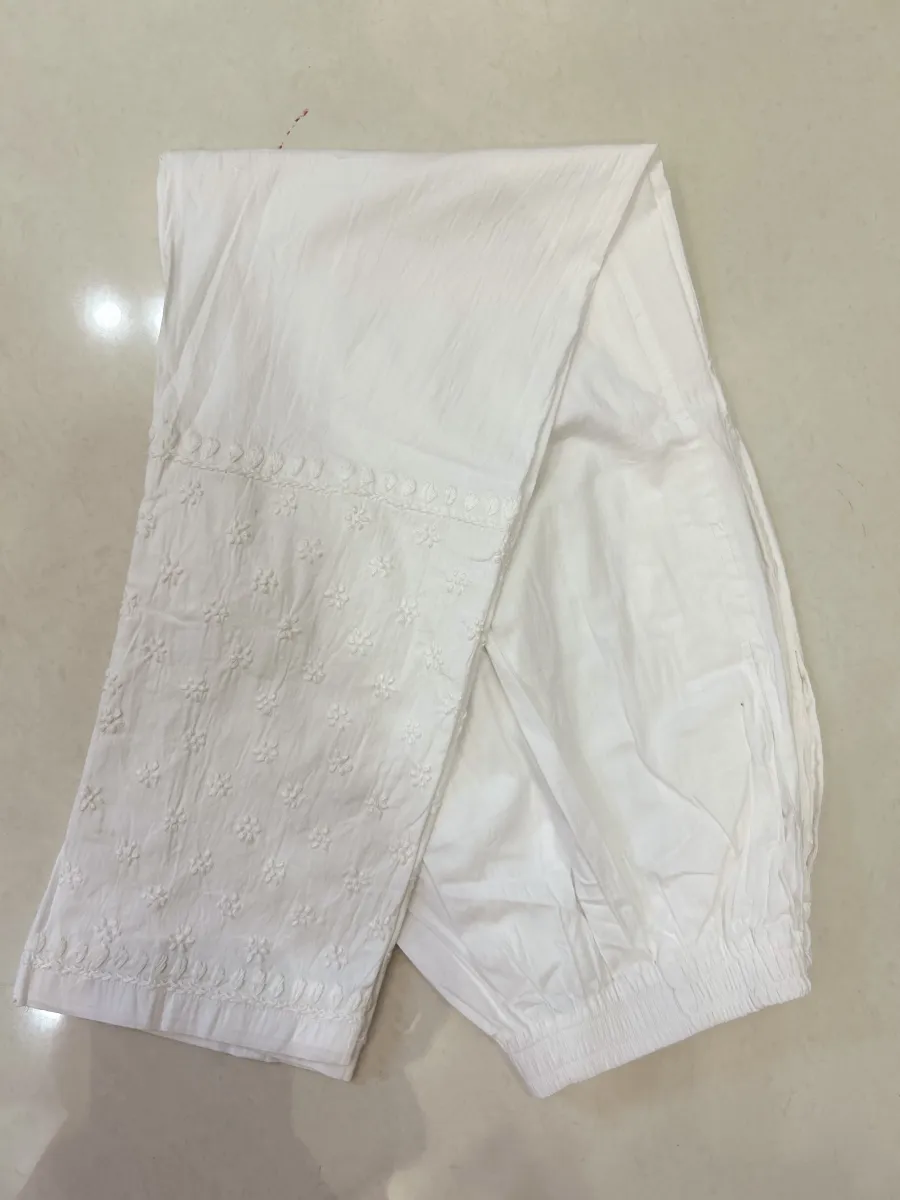 Chikankari Hand Embroidered Lycra Cotton Pant