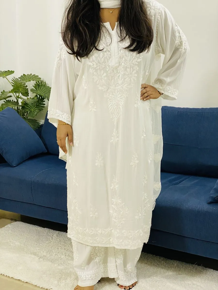 Premium Modal Chikankari Solid Women's Long Kurta