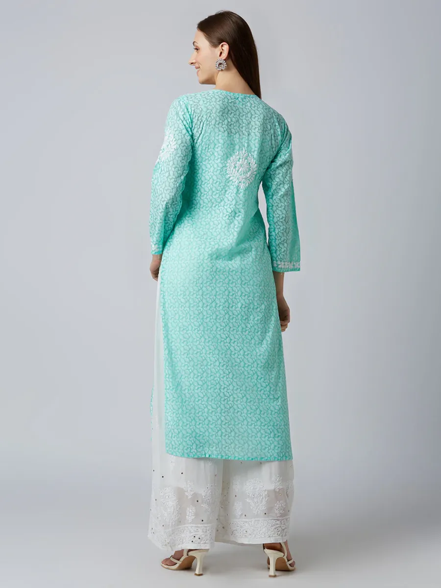 Cotton Chikankari Hand Embroidered Women's Floral Long Kurta