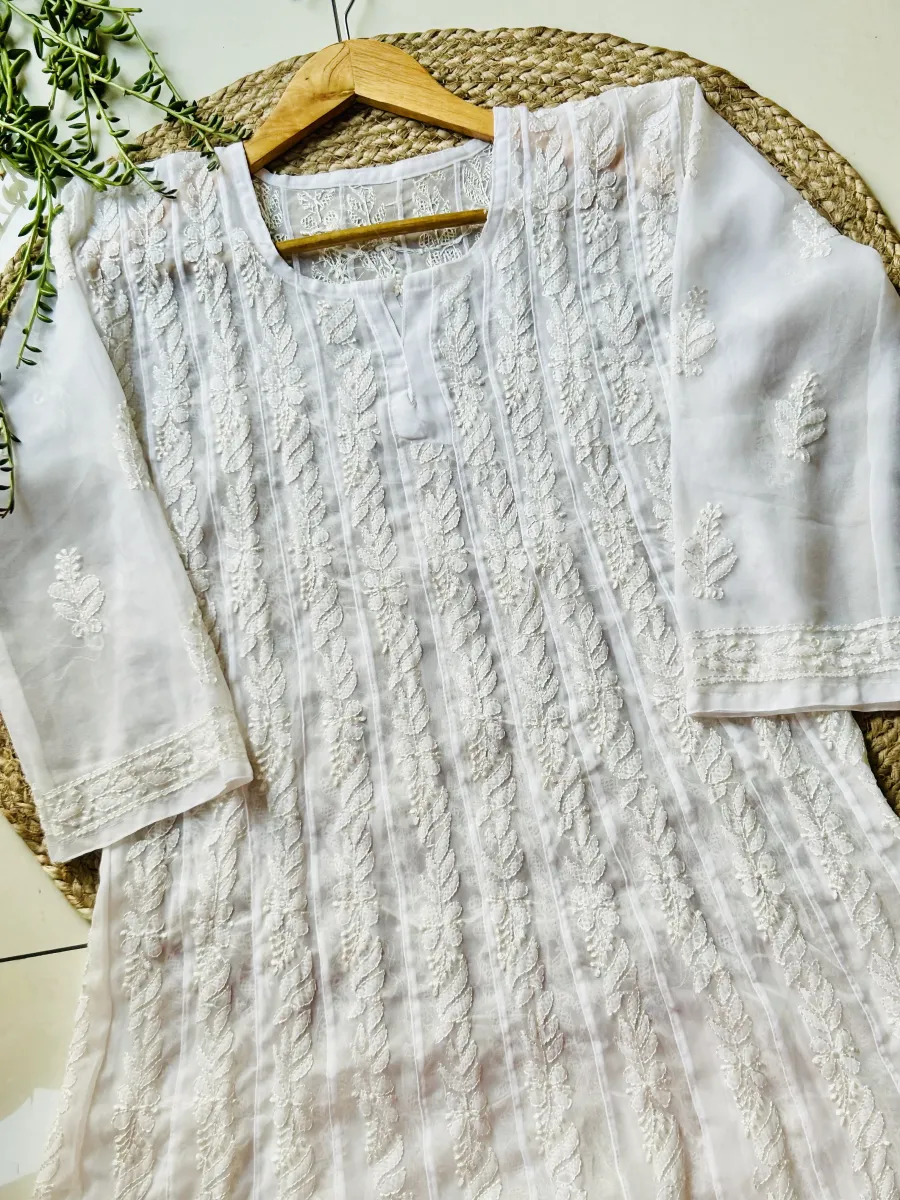 Resham Chikankari Hand Embroidered Women's Anarkali Long Kurta