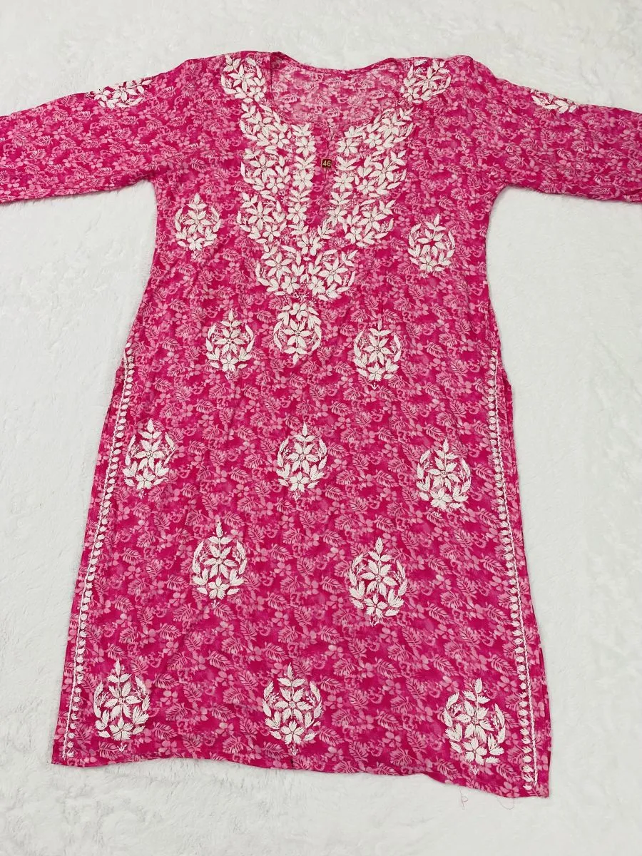 Rayon Chikankari Handwork Floral Women's Long kurta