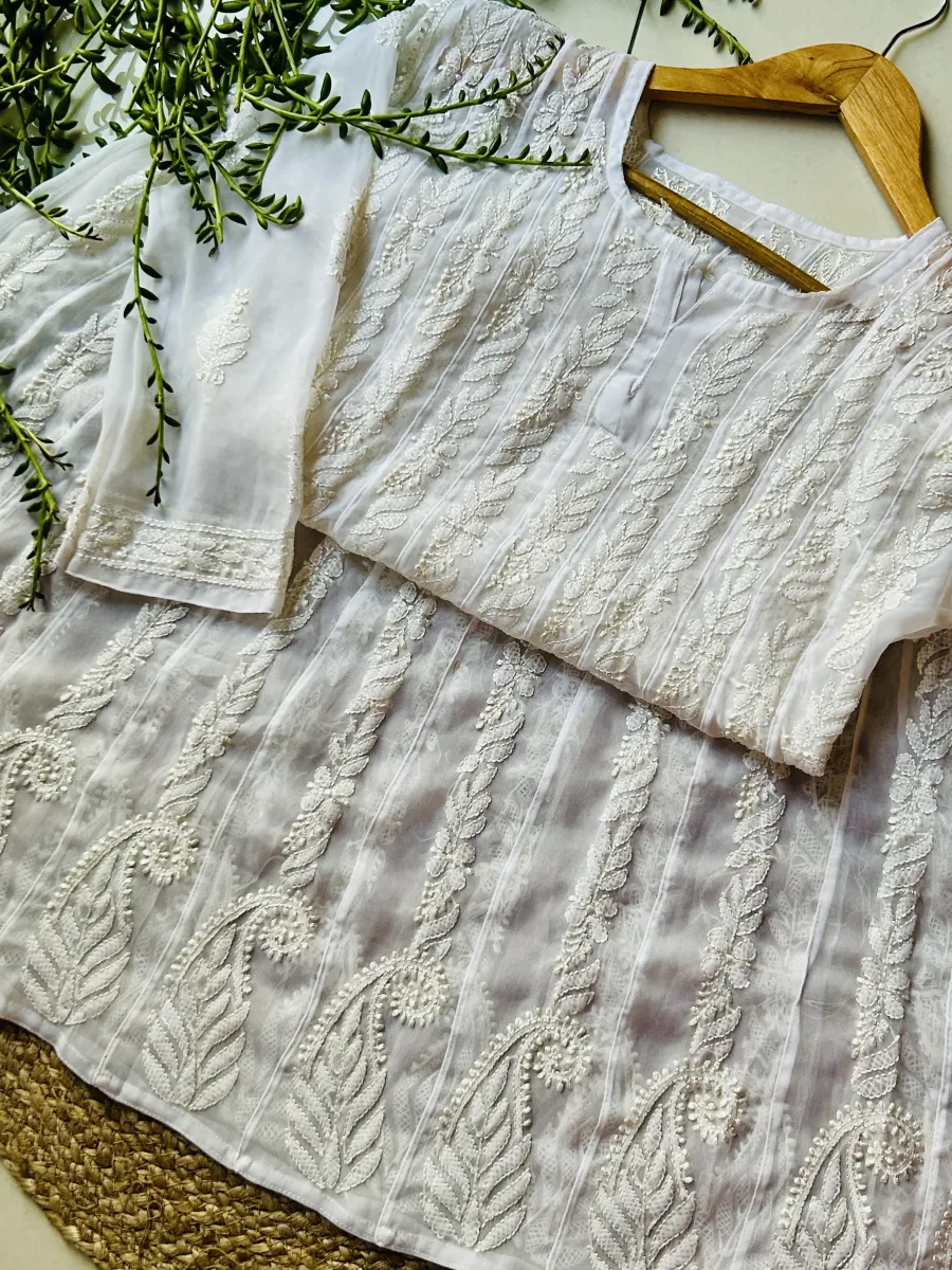 Resham Chikankari Hand Embroidered Women's Anarkali Long Kurta