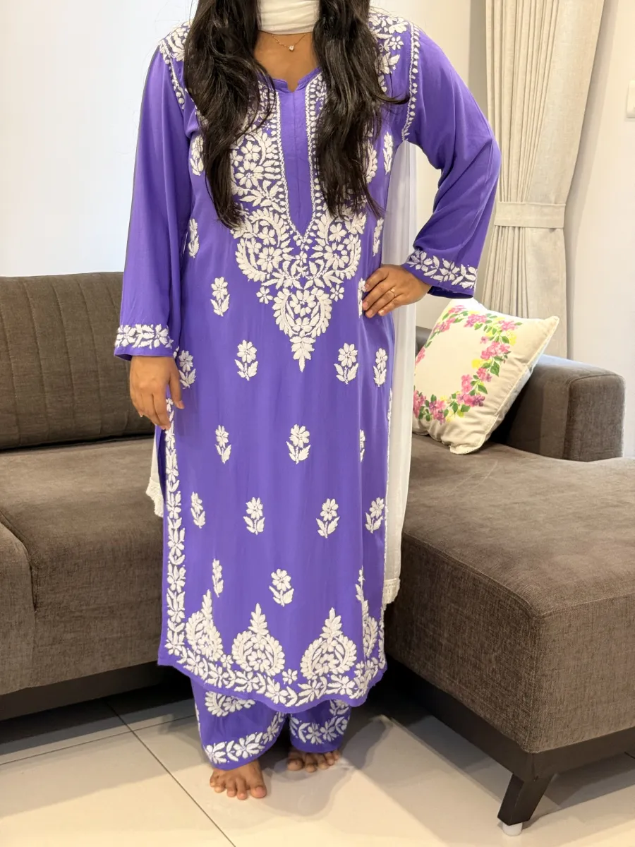Rayon Chikankari Handwork women kurta palazzo set
