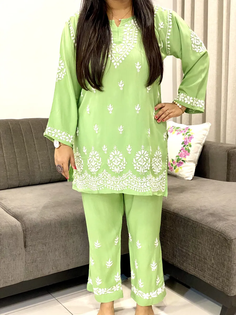 Rayon Chikankari Handwork Women's Co-ord Set