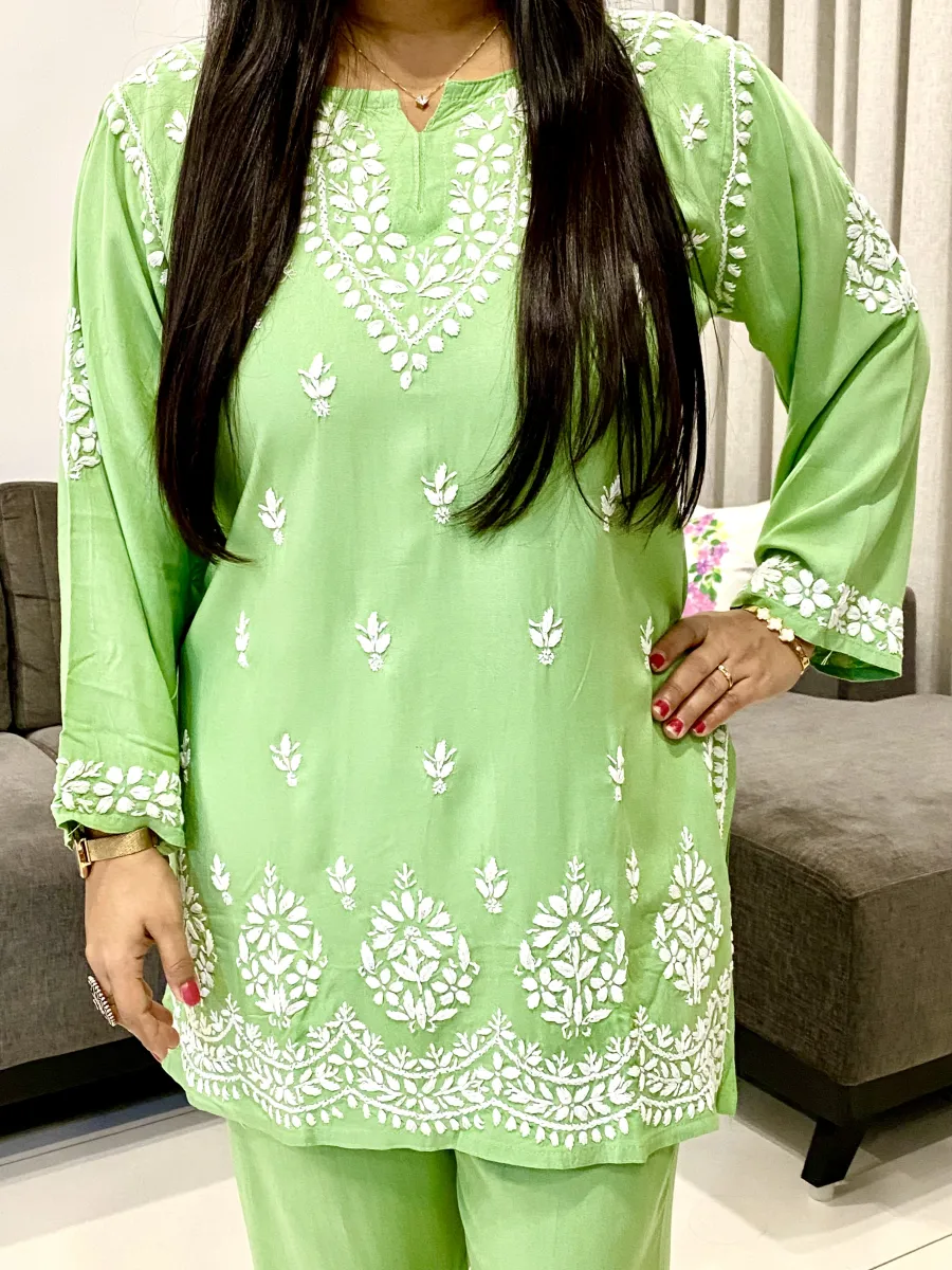 Rayon Chikankari Handwork Women's Co-ord Set