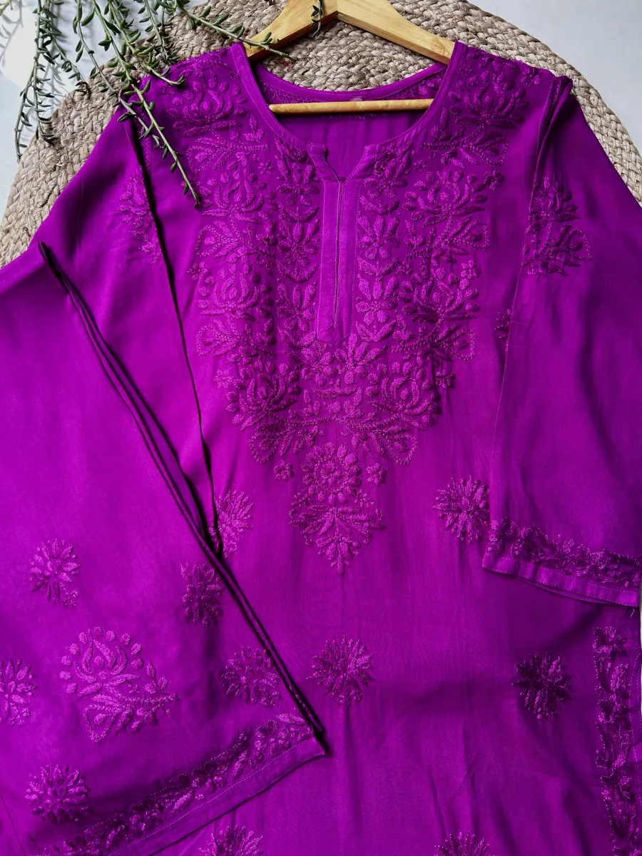 Premium Chikankari Hand Embroidered Kurta Palazzo Set