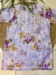Mulmul Chikankari Hand Embroidered Women's Floral Short kurta  - Lavender