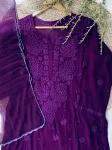 Viscose Chikankari Hand Embroidered Kurta and Dupatta  - Purple