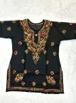 Cotton Chikankari Handwork Solid Women's Short Kurta  - Black