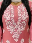 Premium Modal Chikankari Hand Embroidered Women's Solid Kurti  - Onion Pink