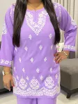 Rayon Chikankari Handwork Women's Co-ord Set  - Lavender