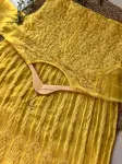 Resham Chikankari Hand Embroidered Women's Yog Anarkali Kurta  - Yellow