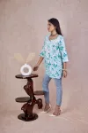 Mulmul Printed Short kurti  - Rama
