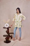 Mulmul Printed Short kurti  - Green