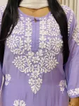 Lavender Bahar Premium Modal Chikankari Hand Embroidered Women's Long Solid Kurta