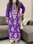 Purple Afsana Modal Chikankari Solid Women's Long Kurta