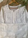 Viscose Chikankari Hand Embroidered Kurta and Dupatta  - White