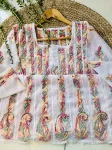 Resham Chikankari Hand Embroidered Women's Anarkali Kurta  - White