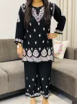 Black Trisha Rayon Chikankari Handwork Women's Co-ord Set