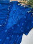 Viscose Chikankari Hand Embroidered Kurta and Dupatta  - Blue