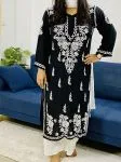 Black Rosa Modal Chikankari Solid Women's Long Kurta