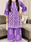 Lavender Navya Rayon Chikankari Hand Embroidered Designer Women's Gharara Set