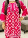 Rayon Chikankari Hand Embroidered Designer Women's Gharara Set  - Magenta