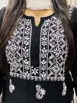 Premium Modal Chikankari Hand Embroidered Solid Women's Kurta  - Black