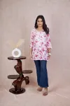 Pink Kannika Mulmul Printed Short kurti