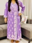Rayon Chikankari Handwork Solid Women's Angrakha Kurta  - Lavender