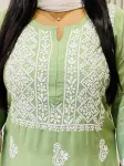 Premium Modal Chikankari Hand Embroidered Solid Women's Kurta  - Pista