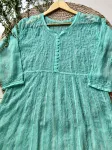 Aqua Blue Tara Resham Chikankari Hand Embroidered Women's Yog Anarkali Kurta