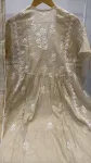 Mul-Chanderi Chikankari Hand Embroidered Women's Anarkali Kurta Set  - Beige