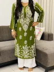 mahendi Naaz Premium Modal Chikankari Hand Embroidered Women's Solid Long Kurta